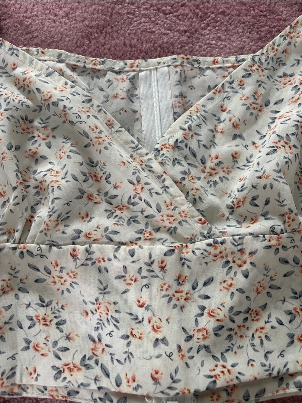 SHEIN Cottagecore Floral Puff Sleeve Crop Top Size Large - Picture 3 of 9